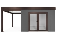 GARDEON® Zahradní domek s dvojitými panoramatickými dveřmi Hörmann a přístřeškem na levé straně